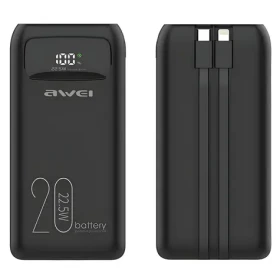 Awei P169K čierna / Powerbanka / 20000mAh / 22,5W / LCD displej / USB-C a Lightning kábel (P169K)