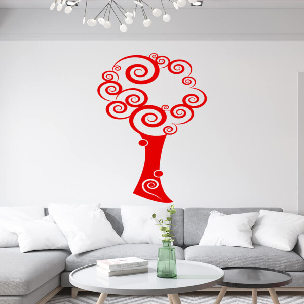 Veselá Stena Samolepka Tajomný strom Farba: červená, Veľkosť: 100 x 136 cm