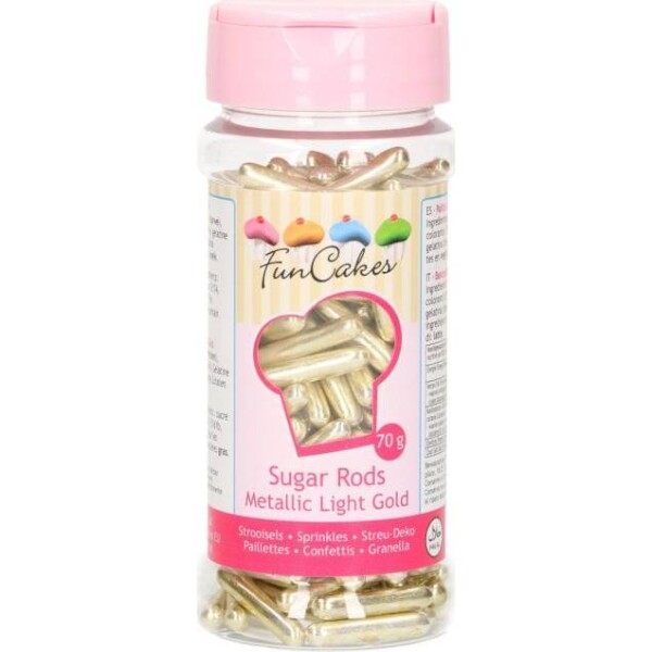 Cukrové tyčinky 2 cm zlaté 70 g - FunCakes - FunCakes