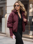 Dámska zimná prešívaná bunda s kapucňou TY5898 vínová – FashionStreet M