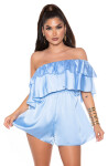 Sexy Off-Shoulder Satin- Look Ruffled Overall Einheitsgroesse