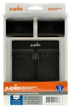 JUPIO DMW-BLF19E / Sada akumulátorov a USB nabíjačka / 2x 1860 mAh / pre Panasonic (CPA1003)
