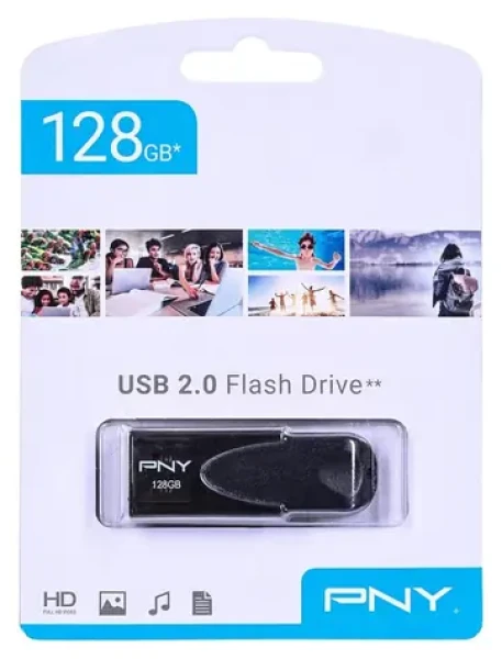PNY Attaché 4 čierna / Flash disk / 128 GB / USB 2.0 (FD128ATT4-EF)