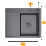 VELAZO VELAZO - Oceľový drez 58 x 48, grafit, s odkvapkávačom VELAZ5848RB