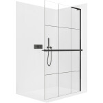 CERANO - Sprchová zástena Walk-in Onyx L-pravá vzpera - 8 mm + polička/držiak na uteráky - čierna matná, industriálne sklo - 160x200 CER-8050BD1376