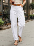 Dámske baggy džínsy s opaskom biele FashionStreet UY2930 XL