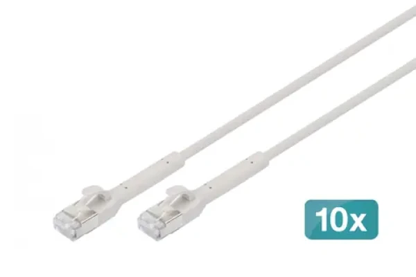 Digitus CAT 6A šedá / Patch kábel / F/FTP / RJ-45 / 0,3 m / 10 ks (DK-1632-A-003B-10)