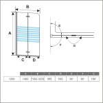 H K - Vaňová zástena S22 STRIPE 120x140cm - dvojdielna sklopná, číre sklo so vzorom, ľavá varianta SE-S22STRIPE120