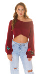 Sexy KouCla Crop knit sweater with patches Einheitsgroesse