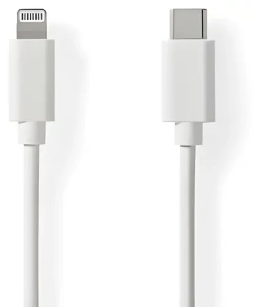 Nedis Lightning kábel 1 m biela / Dátový kábel / USB-C (M) - Lightning 8-pin (M) / USB 2.0 / 480 Mbps (CCGL39650WT10)