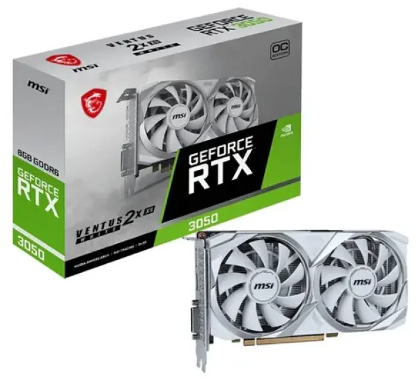 MSI GeForce RTX 3050 Ventus 2X XS WHITE 8G OC / 1552 - 1807 MHz / 8GB GDDR6 / 128-bit / 1x HDMI + 1x DP / 115W (6) (RTX 3050 VENTUS 2X XS WHITE 8G OC)