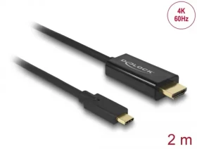 DeLock Kábel USB Type-C (M) - HDMI (M) 2m čierna / DP Alt Mód / 4K / 60Hz (85291)