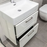 Mereo Leny, kúpeľňová skrinka s keramickým umývadlom 50 cm, biela, nové madlo CN810N