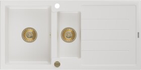 MEXEN/S MEXEN/S - Andres granitový drez s odkvapkávačom 1000 x 500 mm, biela, zlatý sifón 6515101510-20-G