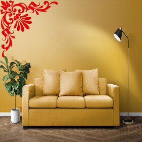 Veselá Stena Samolepka Ornament do rohu Farba: červená, Veľkosť: 40 x 40 cm