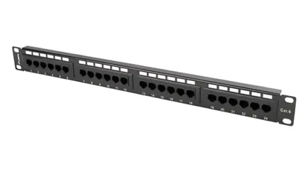 Lanberg čierny / Patch panel / 24 portov / RJ-45 / CAT6 / UTP / 1U / 19" (PPU6-1024-B)