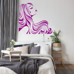 Veselá Stena Samolepka Žena z profilu Farba: žltá, Veľkosť: 100 x 93 cm