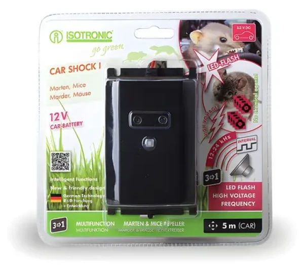 Isotronic M540 / Odpudzovač kún a hlodávačov / 12-24 kHz / 8 vysokonapäťových plôch / IP65