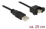 DeLock čierna / Montážny USB kábel / USB A (M) - USB A (F) / 0,25 m / USB 2.0 (85462)