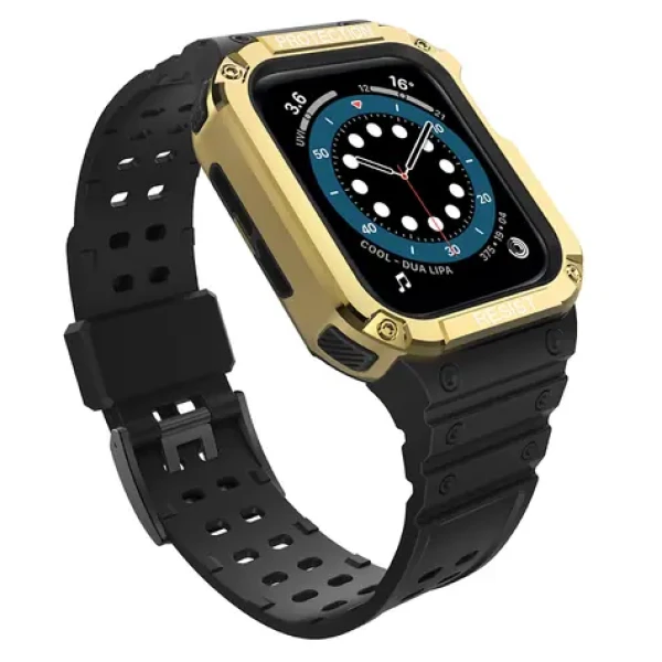 Hurtel Protect Strap Band čierna/zlatá / Remienok / Apple Watch 38/40/41 mm / pancierový kryt