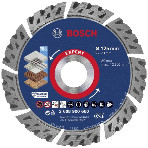 Bosch Accessories 2608900660 EXPERT MultiMaterial diamantový rezný kotúč Priemer 125 mm Ø otvoru 22.23 mm kámen, betón, cihla 1 ks; 2608900660