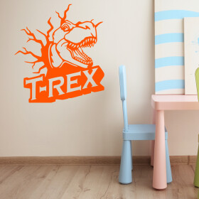 Veselá Stena Samolepka Dinosaurus T-REX Farba: oranžová, Veľkosť: 80 x 87 cm