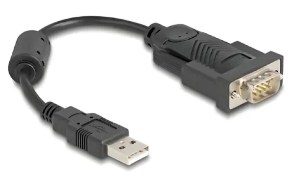 DeLock USB 2.0 A - RS-232 DB9 čierna / USB adaptér / 0,25 m / pozlátené kontakty / magneticky tienený (64276)