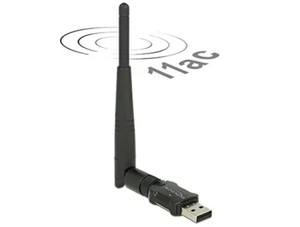 DeLock USB 2.0 / dvojpásmový WLAN adaptér ac/a/b/g/n 433 + 150 Mbps / externá anténa (12462)