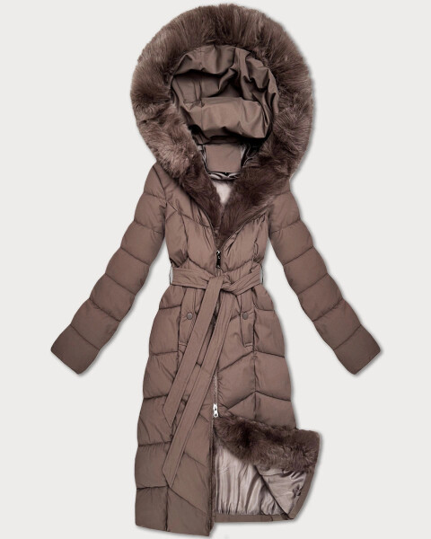 Hnedá dámska zimná bunda s kožušinovým panelom S'West (B8525-48) odstíny hnědé S (36)