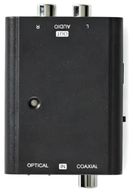 Nedis prevodník digitálneho audia na RCA / Audio prevodník / Toslink/RCA vstup / 2x RCA výstup / USB napájanie (ACON2509BK)