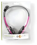 Nedis PC slúchadlá ružová / Slúchadlá / Stereo / 2x 3,5 mm / Skladací mikrofón (CHST100PK)