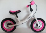 Mamido Odrážadlo R3 ružovo-biele R-Sport 12'' s brzdou a zvončekom