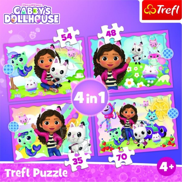 Trefl Puzzle 4 v 1 Gabby's dollhouse - dobrodružstvo