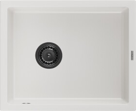 MEXEN/S MEXEN/S - Pedro granitový drez 1-miska 560 x 460 mm, biela, sifón čierna 6508561000-20-B