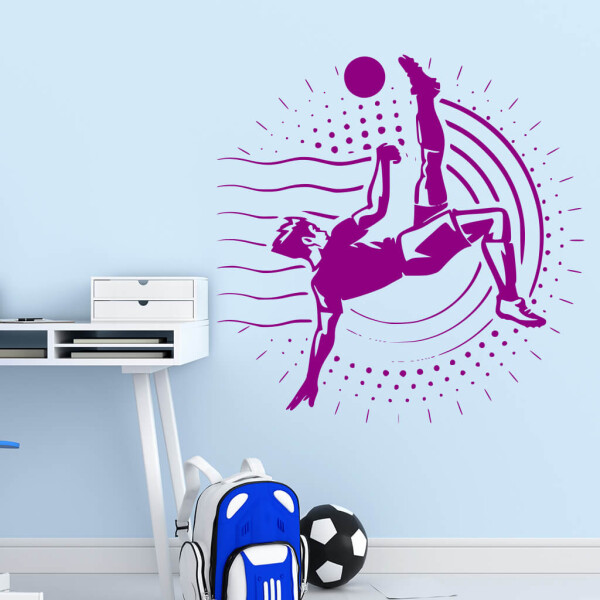Veselá Stena Samolepka Vykopávajúci futbalista Farba: fialová, Veľkosť: 60 x 60 cm