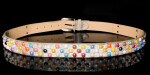 Sexy hip belt with rhinestones and colorful beads white 90