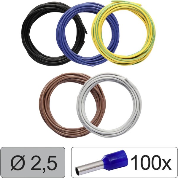 Quadrios 25CW119 jeden drôt, LiFY, 2.5 mm², čierna, modrá, žltozelená, hnedá, sivá, 1 sada; 25CW119