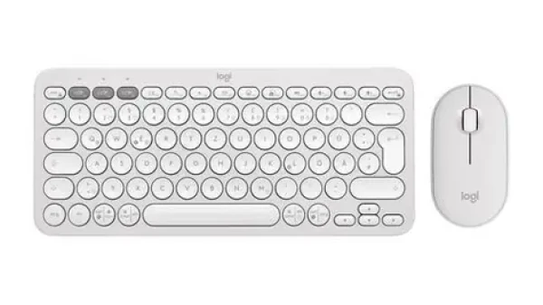 Logitech Pebble 2 Combo biela / Set klávesnica s myšou / Bezdrôtový / Bluetooth + Logi Bolt / tiché klávesy / multi-device (920-012204)