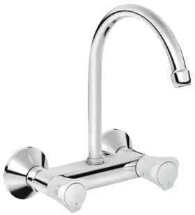 Grohe nástenná drezová batéria chróm / Drezová batéria / otočný výpust 360° / kohútikové ovládanie / S-prípojky (31191001)