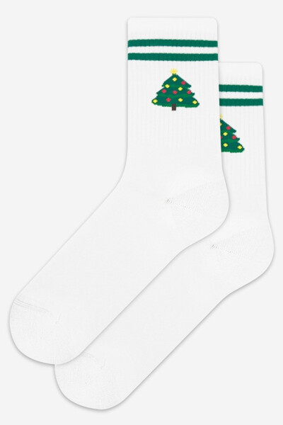 Vzorované vianočné ponožky U04.N56 bílá 35/38