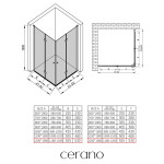 CERANO - Sprchovací kút Volpe Duo Ľ/P - 6 mm - čierna matná, transparentné sklo - 120x120x190 - zalamovacia CER-670660