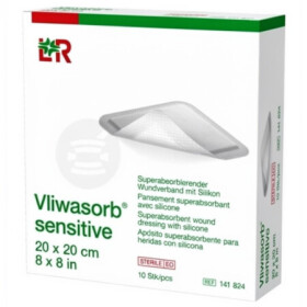 VLIWASORB Sensitive krytie na rany superabsorpčné so silikónom, 20 x 20 cm 10 ks