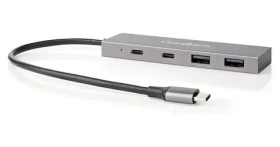 Nedis USB hub 4 porty / USB hub / 2x USB-A, 2x USB-C / USB 3.2 Gen 2 / 10 Gbps / napájanie z USB (UHUBU3450AT)