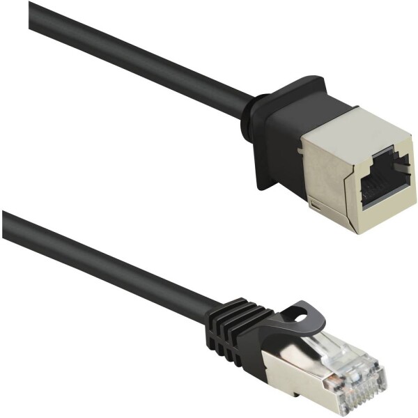 Renkforce RF-4394121 RJ45 sieťové káble, prepojovacie káble CAT 5e F/UTP 1.00 m čierna predlžovací kábel s ochranou, pozlátené kontakty 1 ks; RF-4394121