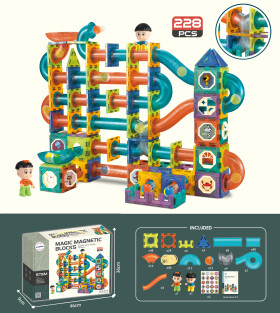 Mamido Mamido Magnetická stavebnica guľôčková dráha 228 dielov XL