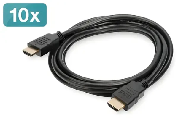 Digitus čierna / HDMI kábel s Ethernetom / 2 m / 4K UHD 60 Hz / 10 ks v balení (AK-990920-020-S)