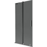 MEXEN/S - Velar L dvojkrídlová posuvná vaňová zástena 95 x 150, grafit, grafit metal 896-095-003-41-95