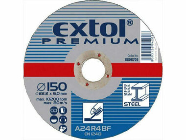 Extol- Premium Kotúč brúsny na oceľ 150x6.0x22.2mm (EX8808705)