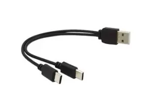 PremiumCord USB-A na 2x USB-C nabíjacia rozdvojka / Nabíjací kábel / 30 cm (ku2y04)