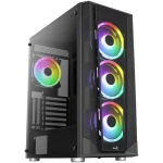 AeroCool Prism FRGB čierna / ATX / 2x USB-A 3.0 / 1x USB-A 2.0 / 4X 120mm / bez zdroja / priehľadná bočnica (ACCM-PB29043.11)